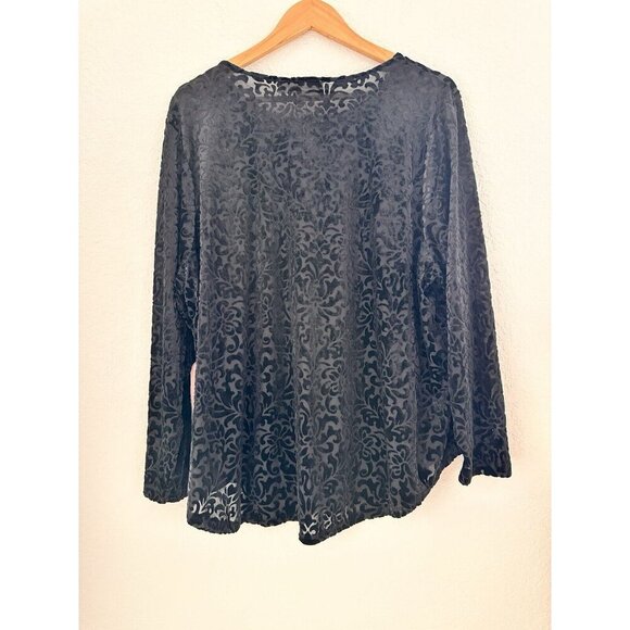 NWT Chelsea & Theodore Black Burnout Velvet L/S Top Sz 3X Witchy Goth Whimsigoth - Picture 2 of 9